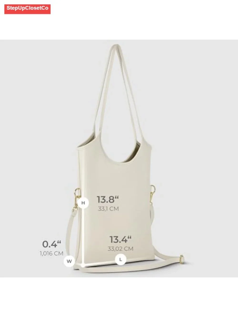 Italian Leather Vertical Tote Bag with Zipper & Adjustable Strap